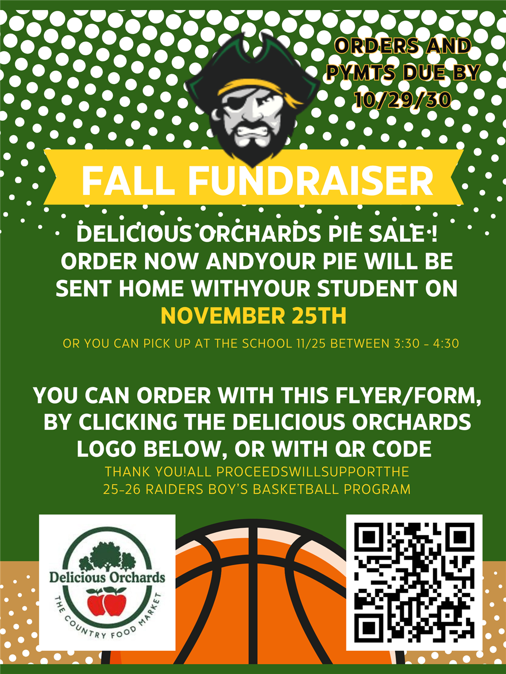  Basketball Fundraiser, Delicious Orchards Order Form